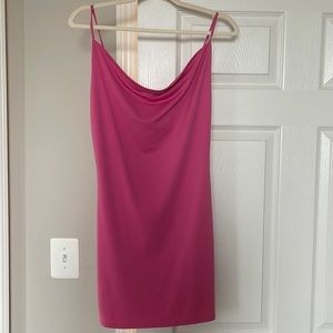 Pink cowl neck mini dress
